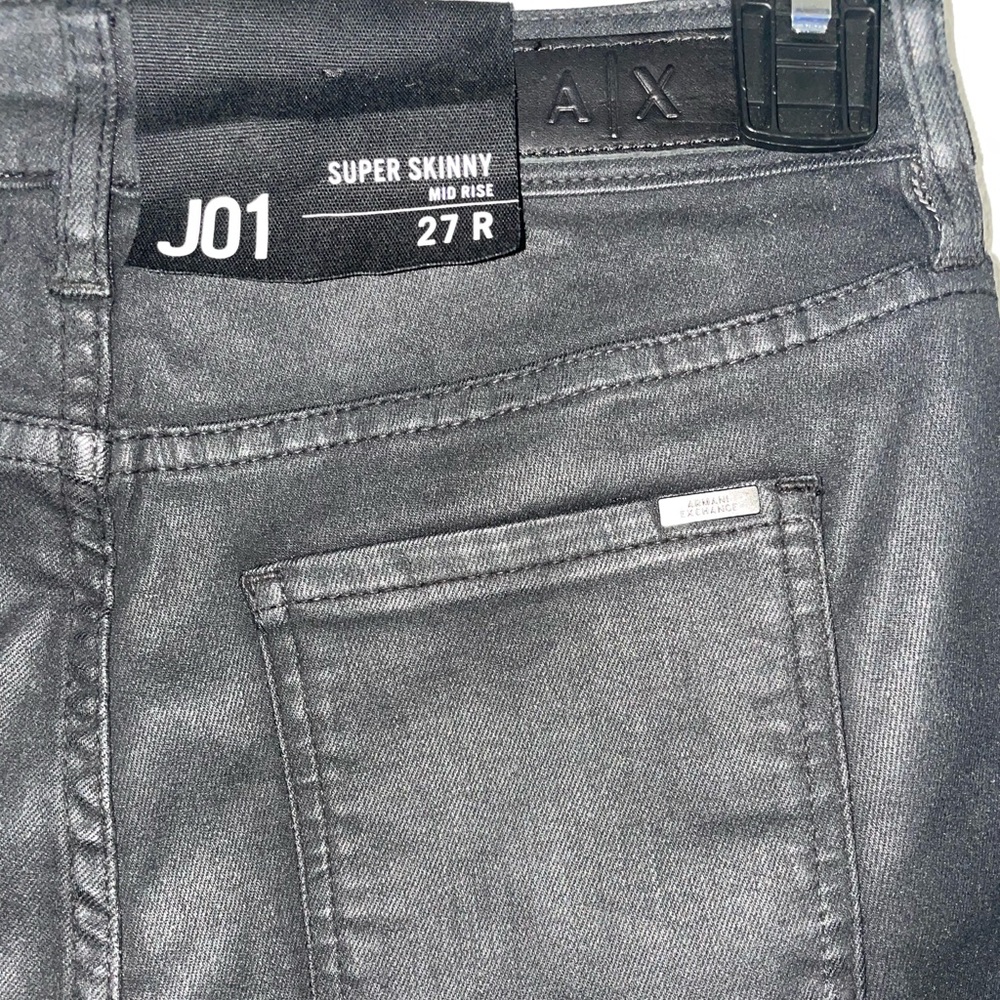 Armani Exchange super skinny mid rise J01 black coated 5 pocket pant NWT 27 reg